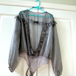 Bebe L bodysuit silver sheer